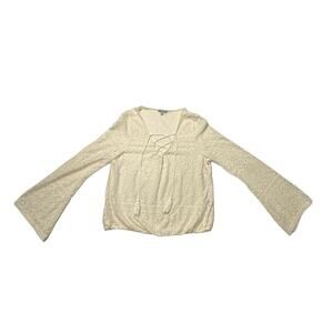 VTG Charlotte Russe Crotchet Prairie Blouse/Bell Sleeve, Y2K Boho Festival‎ LG